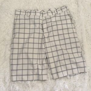 Nike white blue gray plaid hybrid golfers shorts